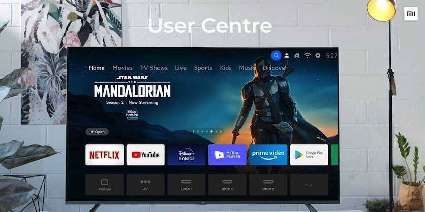 Xiaomi 55-дюймовый 4K-телевизор с пользовательским интерфейсом и приложениями