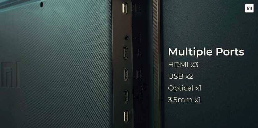 Xiaomi выпустила 55-дюймовый 4K-телевизор за $750 3 Порты на задней панели телевизора Xiaomi 55-дюймового 4K