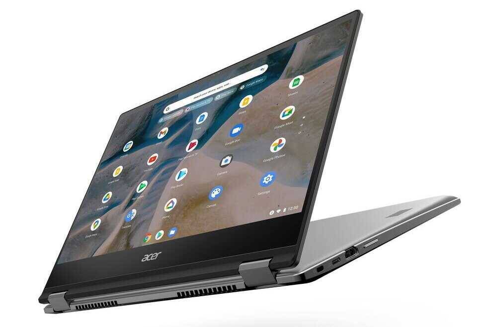 Ноутбук Acer с хромбук интерфейс и разъемы слева