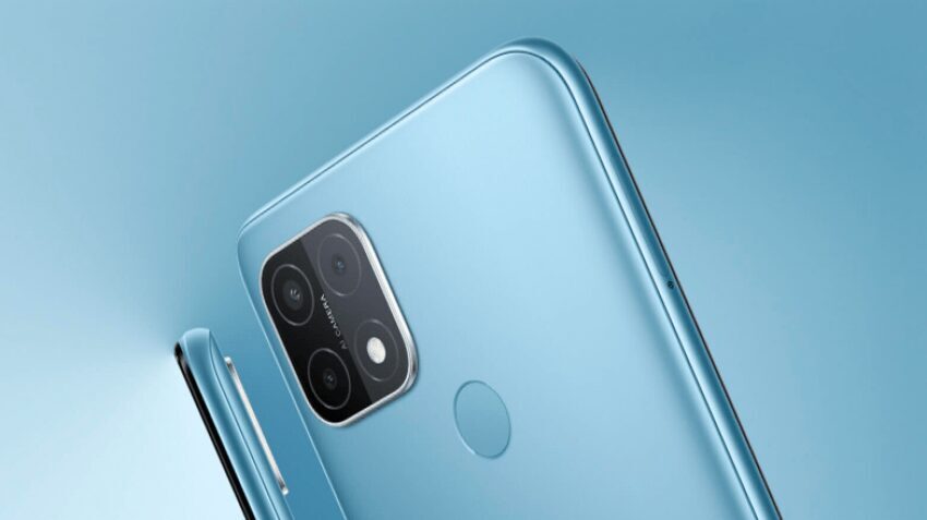 Задняя панель смартфона OPPO A15 с камерой и датчиком отпечатков пальцев