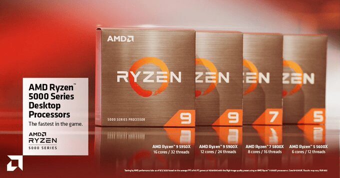 упаковки процессоров AMD Ryzen 5000 серии на столе