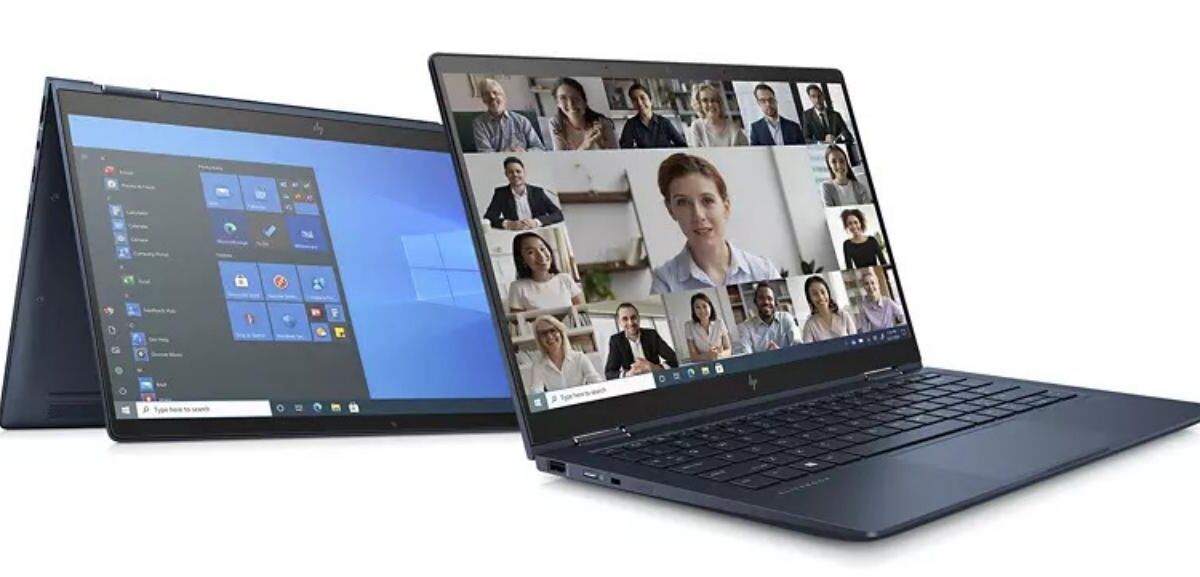 Два ноутбука HP для удаленной работы, дисплеи с видеоконференциями