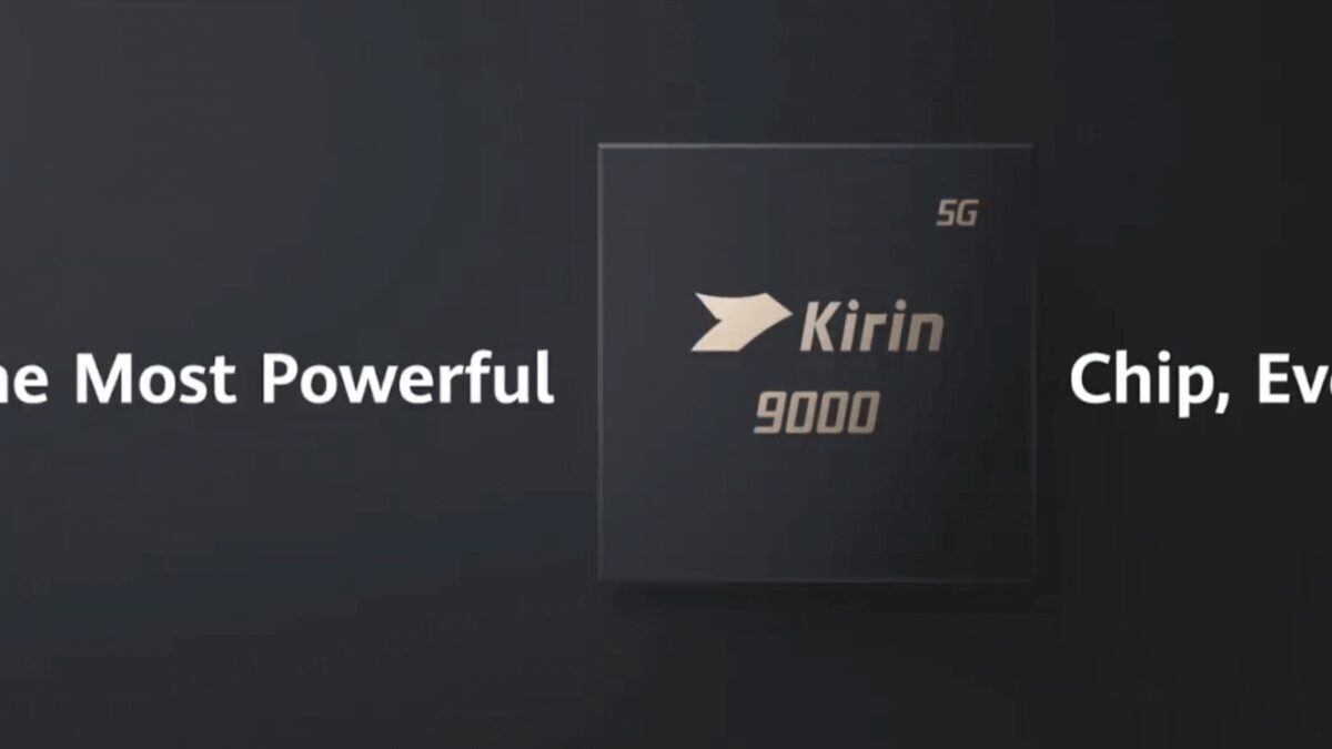Чип Kirin 9000 с логотипом 5G и названием