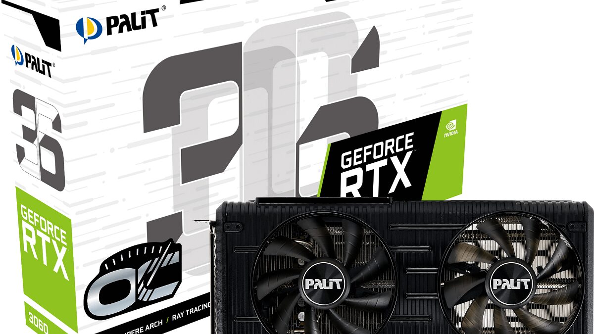 Видеокарта Palit GeForce RTX 3060 с двумя вентиляторами