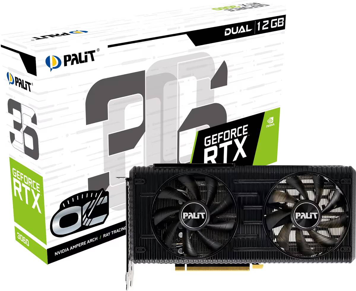 Видеокарта Palit GeForce RTX 3060 с двумя вентиляторами