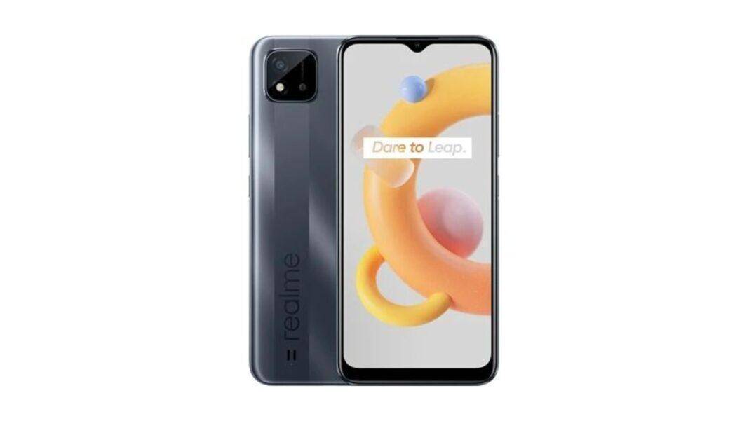 Смартфон Realme C20 спереди и сзади, дисплей с вырезом