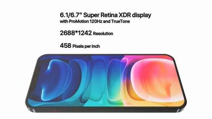 Экран смартфона iPhone 13 Pro с характеристиками дисплея