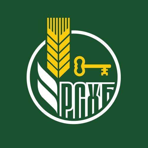 Логотип Россельхозбанка с зелёной фоном и зерном и ключ