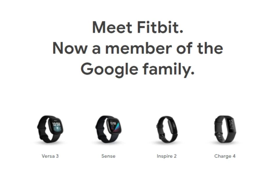 Google начал продавать гаджеты Fitbit в своем магазине 3 Показаны умные часы Fitbit Versa 3 Sense Inspire 2 Charge 4 на фоне белого фона