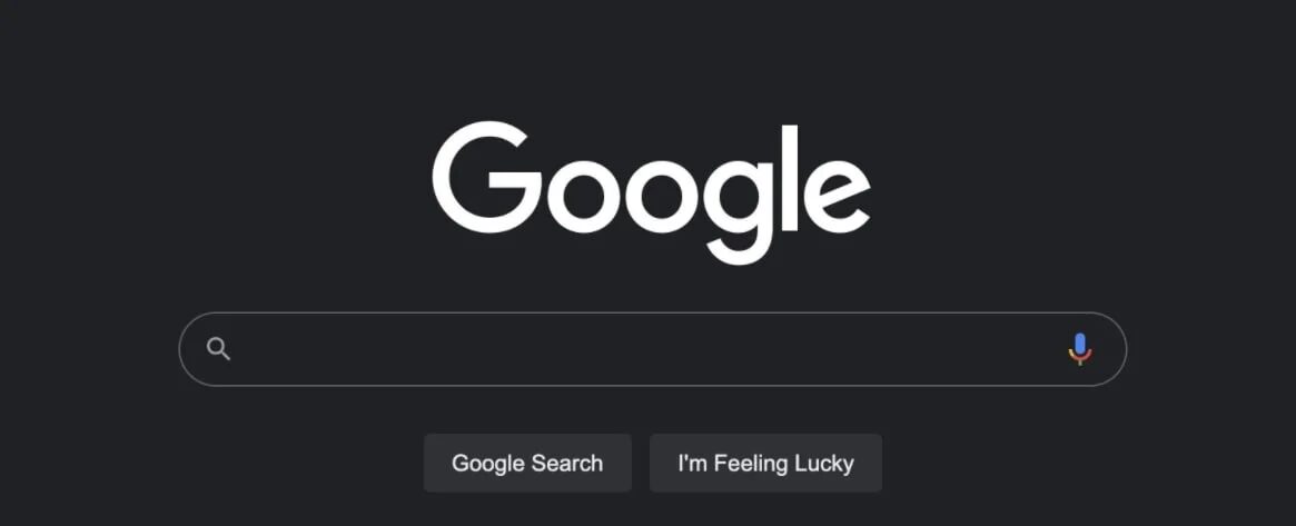 Браузер Google Chrome получил тёмную тему 4 Главная страница поисковой системы Google в тёмной теме на компьютере