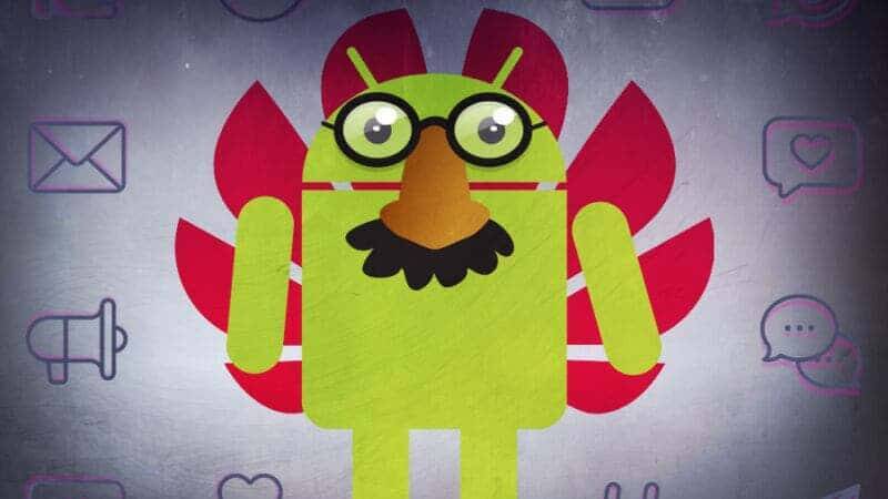 HarmonyOS оказалась клоном Android 10 3 Иллюстрация с изображением зеленого робота Android с очками и бородой на фоне иконок сообщений и электронной почты