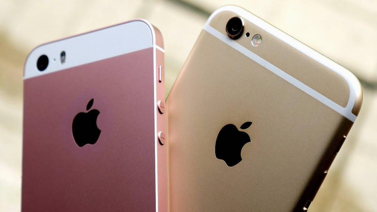 Задние панели iPhone SE и iPhone 6s с камерой и логотипом Apple