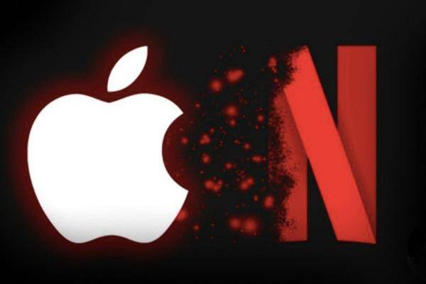 Логотип Apple и Netflix в черно-красной цветовой схеме