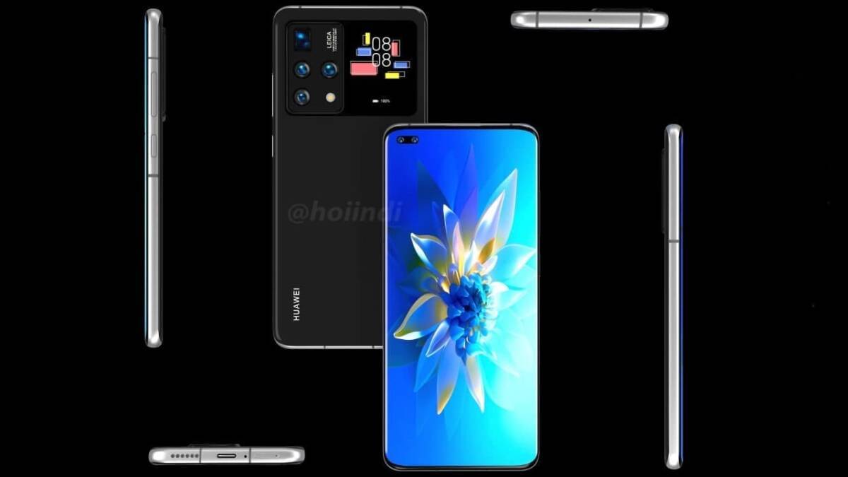 Фотографии двухэкранного смартфона Huawei с двумя дисплеями и камерами на задней панели с разных ракурсов
