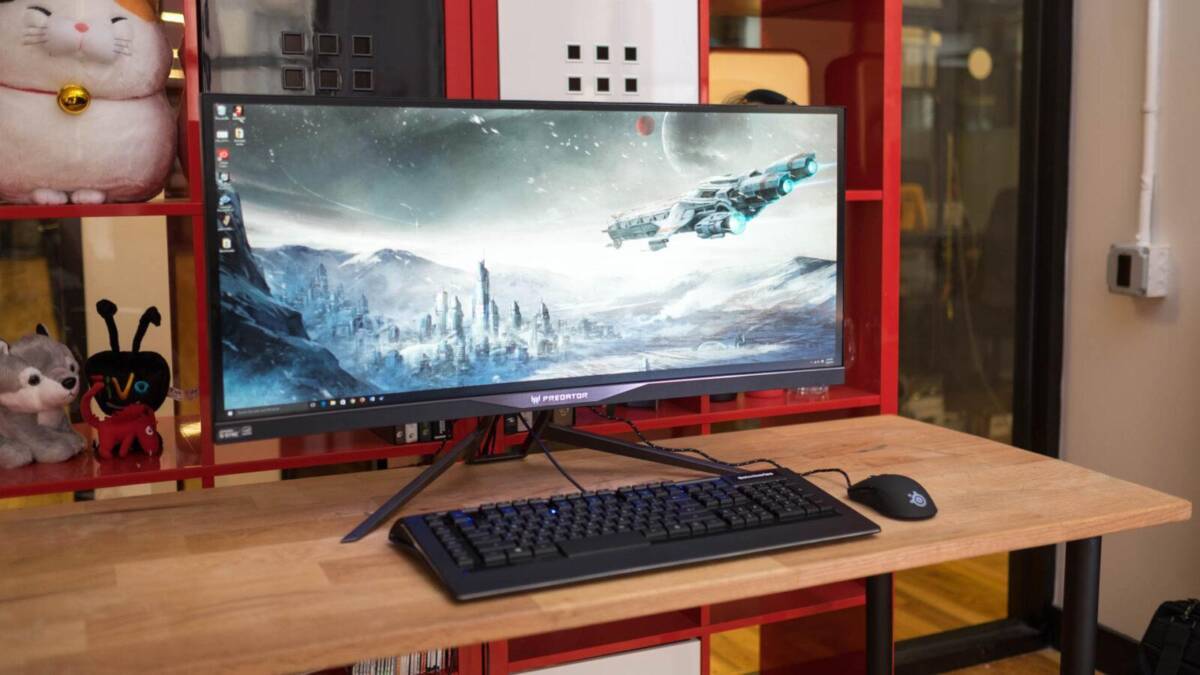 Игровой монитор Acer Predator X34GS на деревянном столе