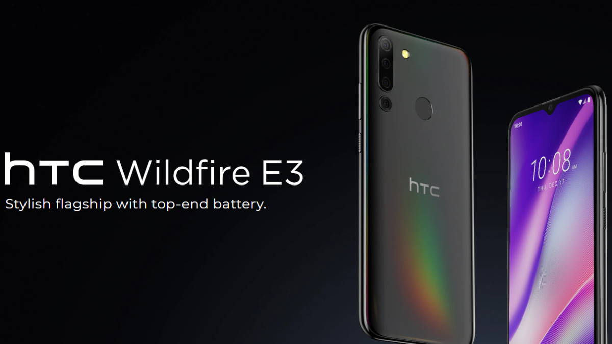 HTC представила в России смартфон Wildfire E3 3 Смартфон HTC Wildfire E3 с четырьмя камерами спереди и сзади изображен задняя панель и экран устройства