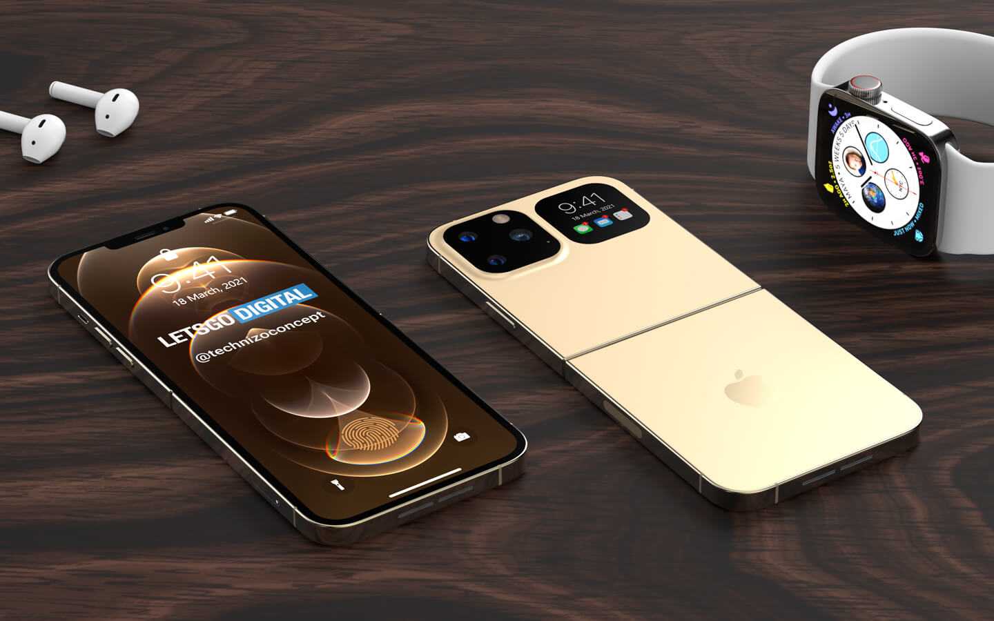 Красочные рендеры первого складного iPhone 4 iphone opvouwbare smartphone