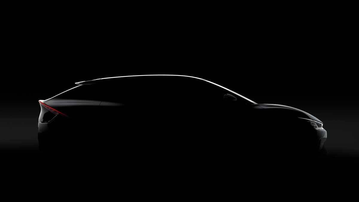 Контурный силуэт электромобиль Kia EV6 на темном фоне