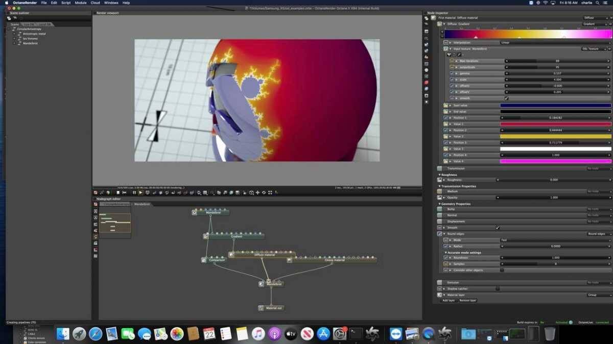 Значительное обновление приложений под Mac с M1: DaVinci Resolve, Adobe Photoshop, Octane X 10 Интерфейс программы Octane X на Mac с M1
