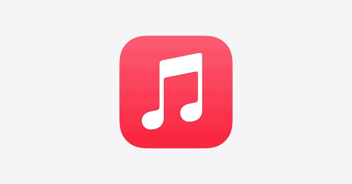 Иконка приложения Apple Музыка на красном фоне