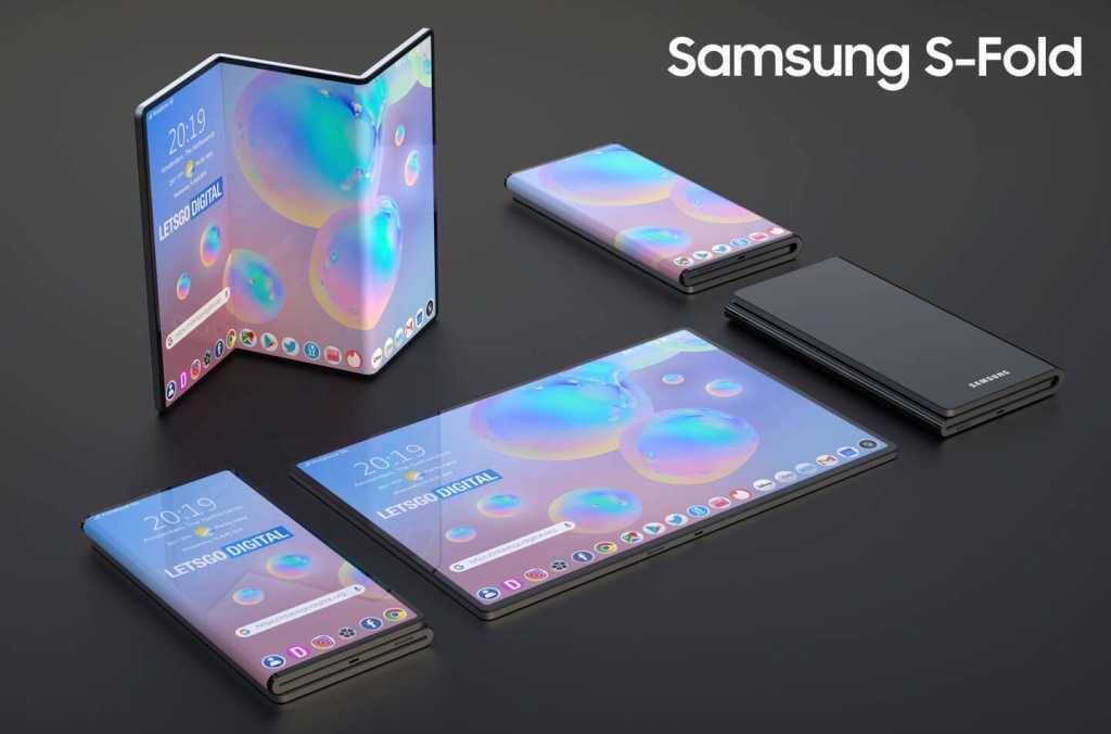 Samsung может работать над новым крутым складным телефоном 7 Гыбкий раскладной смартфон Samsung S-Fold в разложенном виде