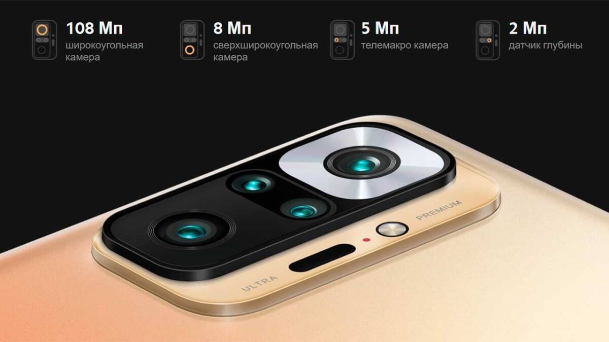 Камера с четырьмя объективами у смартфона Redmi Note 10 Pro