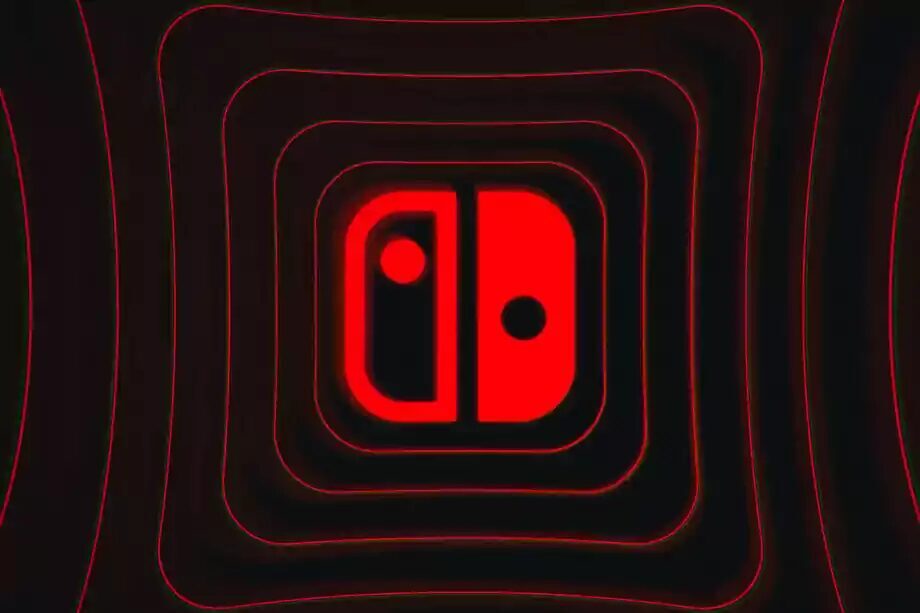 Логотип Nintendo Switch с OLED-дисплеем в темной среде