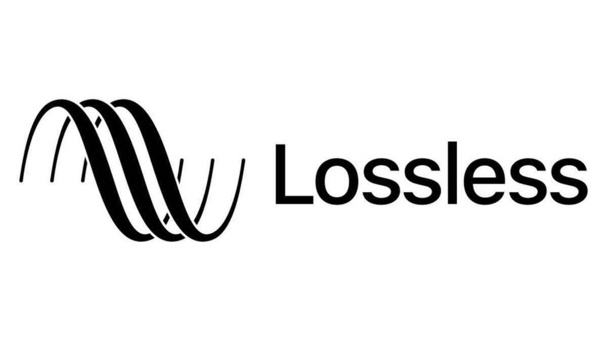 Логотип Apple Music с текстом Lossless на белом фоне