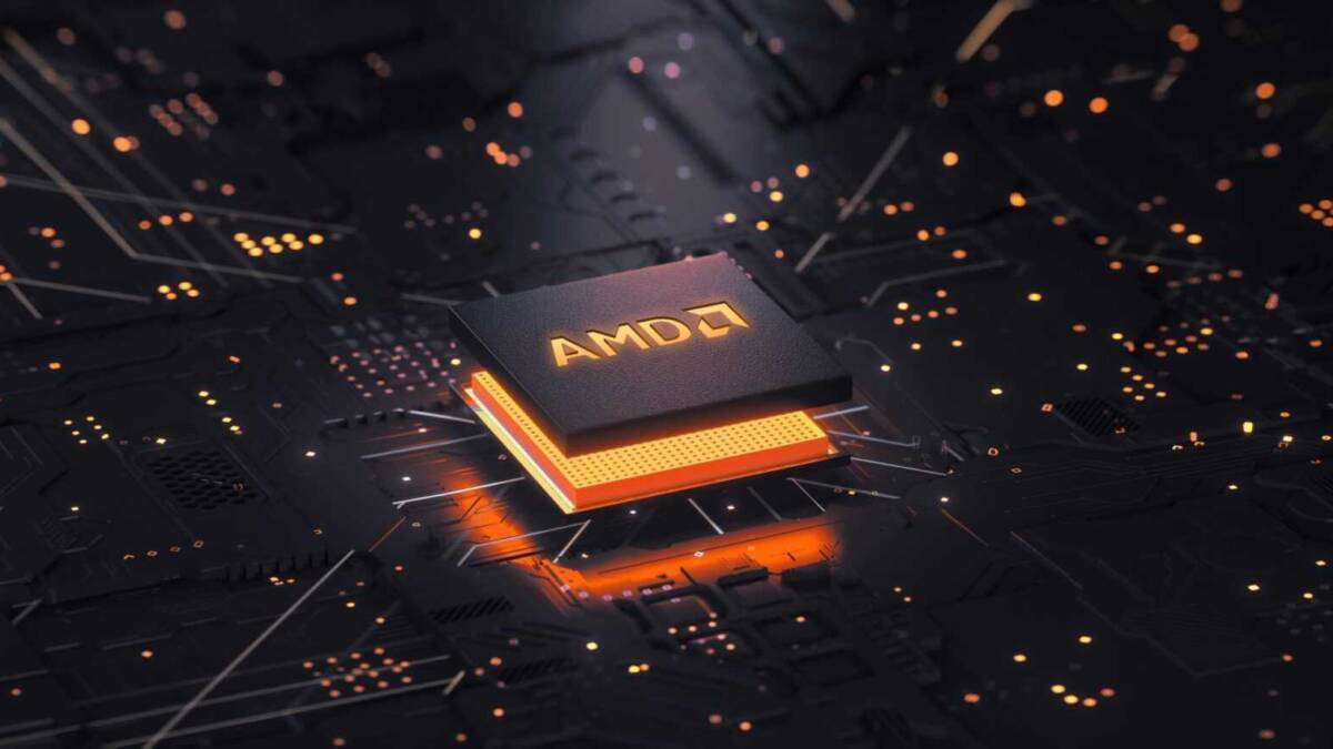 Процессор AMD с логотипом на чипе для смартфона