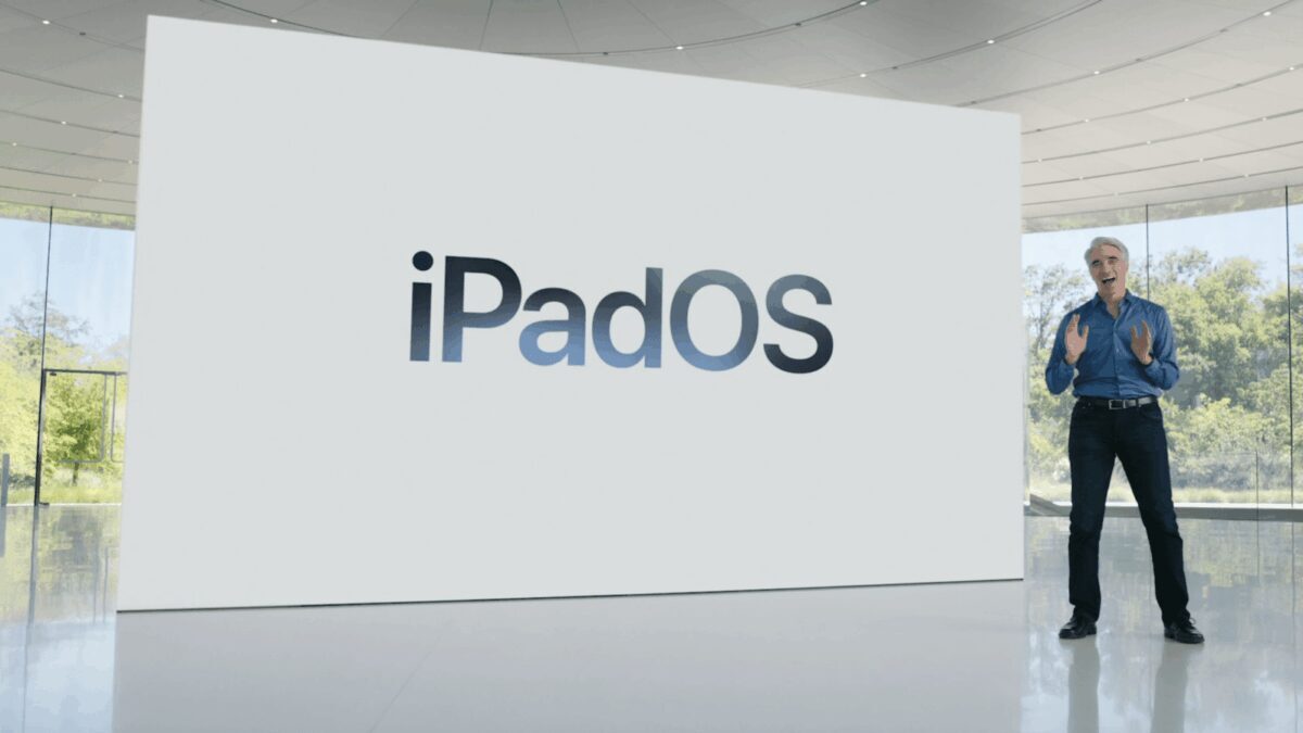 Демонстрация iPadOS 15 на сцене WWDC 2021 во время выступления Apple