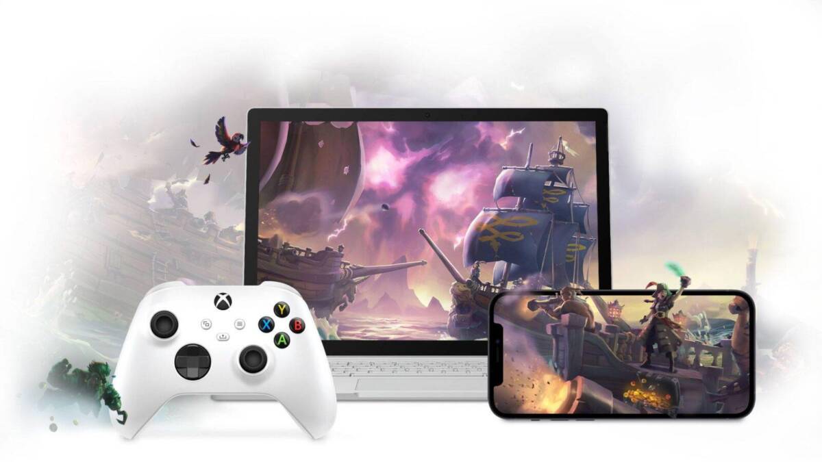 Microsoft выпустила Xbox Cloud Gaming на ПК и iOS 3 Игровая консоль Xbox и смартфон с изображением игры