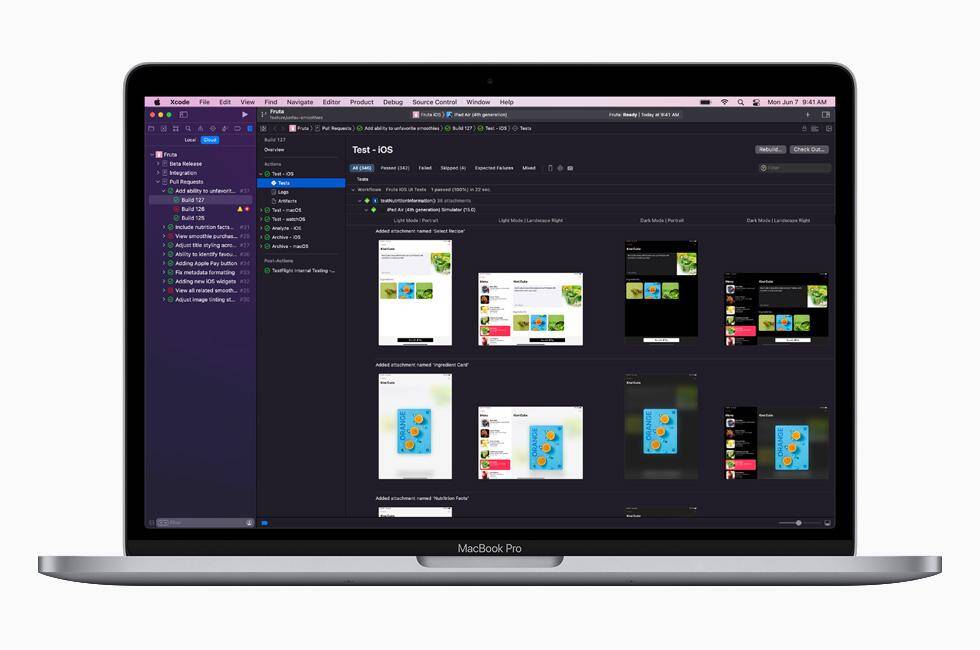 Apple представила новые технологии и инструменты для разработчиков приложений 10 Экран MacBook Pro с интерфейсом Xcode и проектом iOS