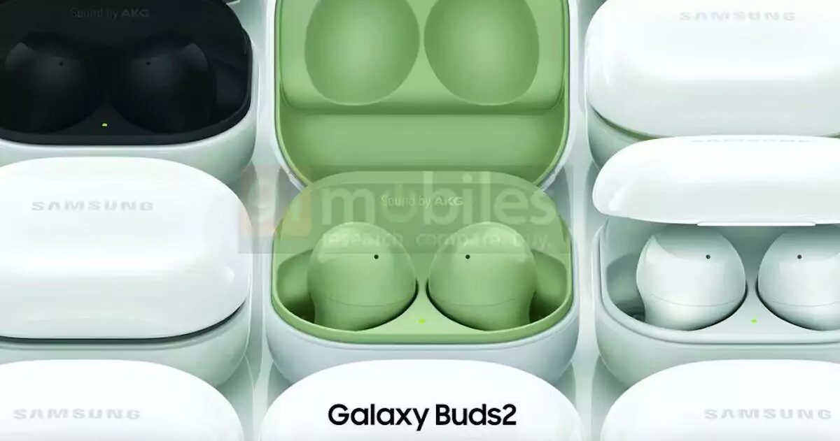 Объявлена примерная цена Samsung Galaxy Buds 2 3 На изображении показаны наушники Galaxy Buds 2 в кейсе с светло-зелёным interior