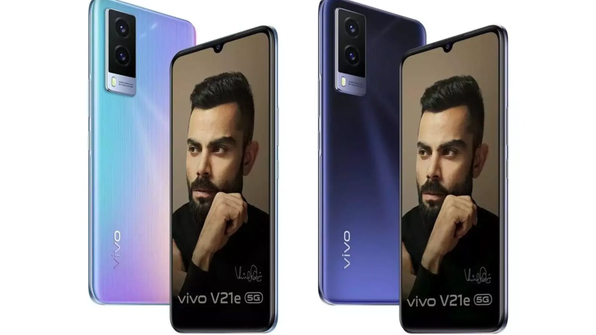 Vivo представила смартфон Vivo V21e 5G 3 Фронтальный снимок смартфона Vivo V21e 5G с двумя камерами на задней панели и дисплеем с небольшой выемкой для камеры