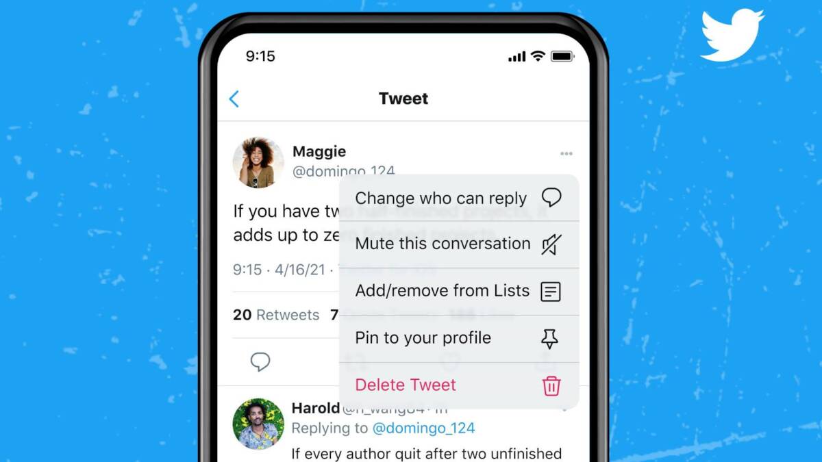 Экран смартфона с настройкой Twitter «Кто может отвечать» на ваши твиты