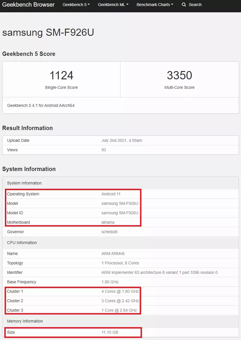 Galaxy Z Fold 3 получит процессор Snapdragon 888 и 12 ГБ оперативной памяти 3 samsung galaxy z fold 3 snapdragon 888 geekbench