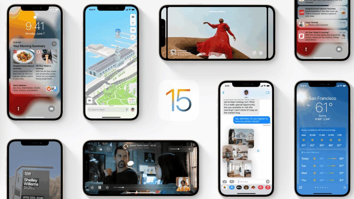 Демонстрация интерфейса iPhone с обновленной iOS 15