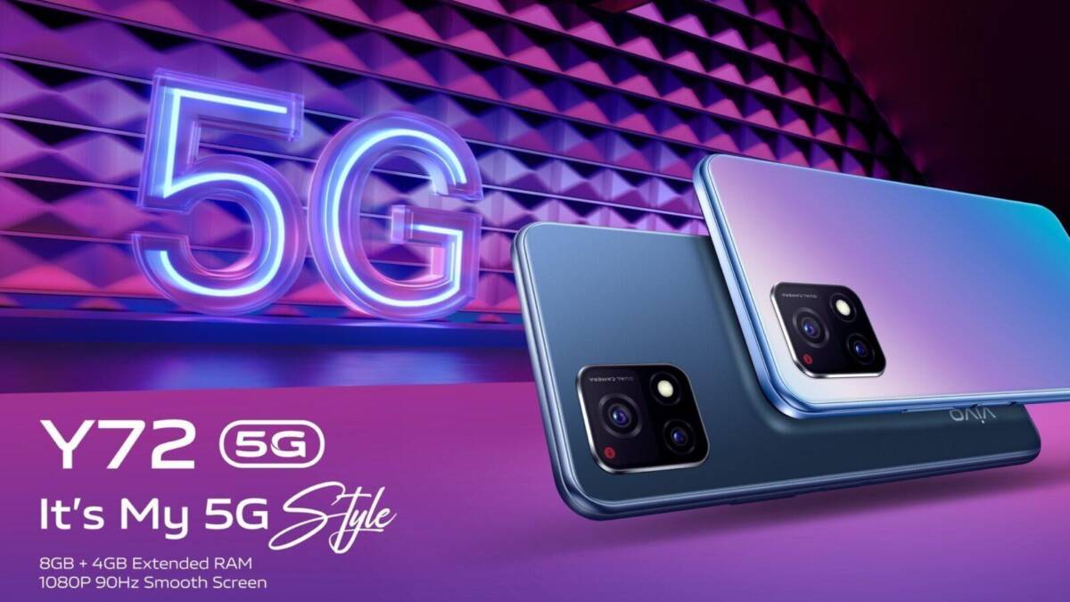 Смартфон Vivo Y72 5G с четырьмя камерами сзади