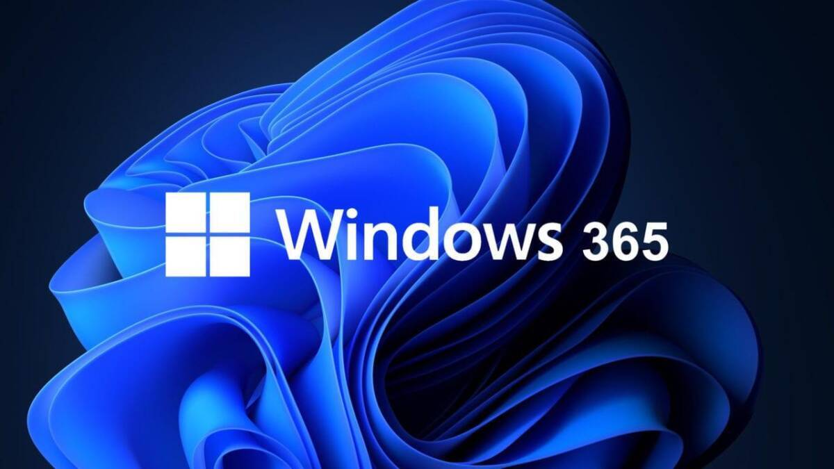 Логотип Windows 365 на синем абстрактном фоне