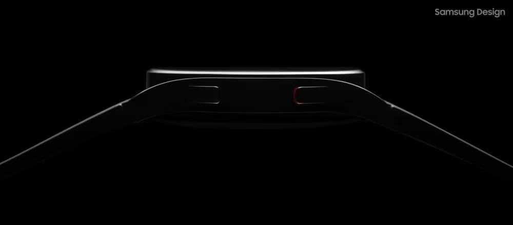 Боковой профиль Samsung Galaxy Watch4 в темной подсветке
