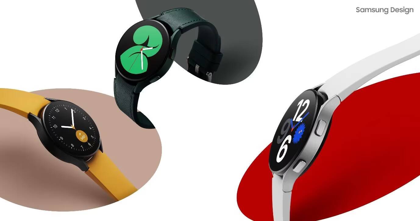 Четыре умных часов серии Galaxy Watch4 с разными дизайнами и цветами