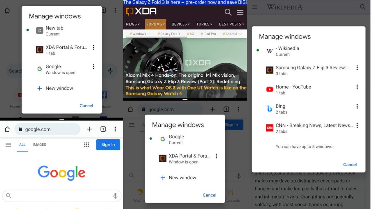 Chrome на Android 12 будет поддерживать несколько окон 3 google chrome android 12 multi instance 1280x720 1