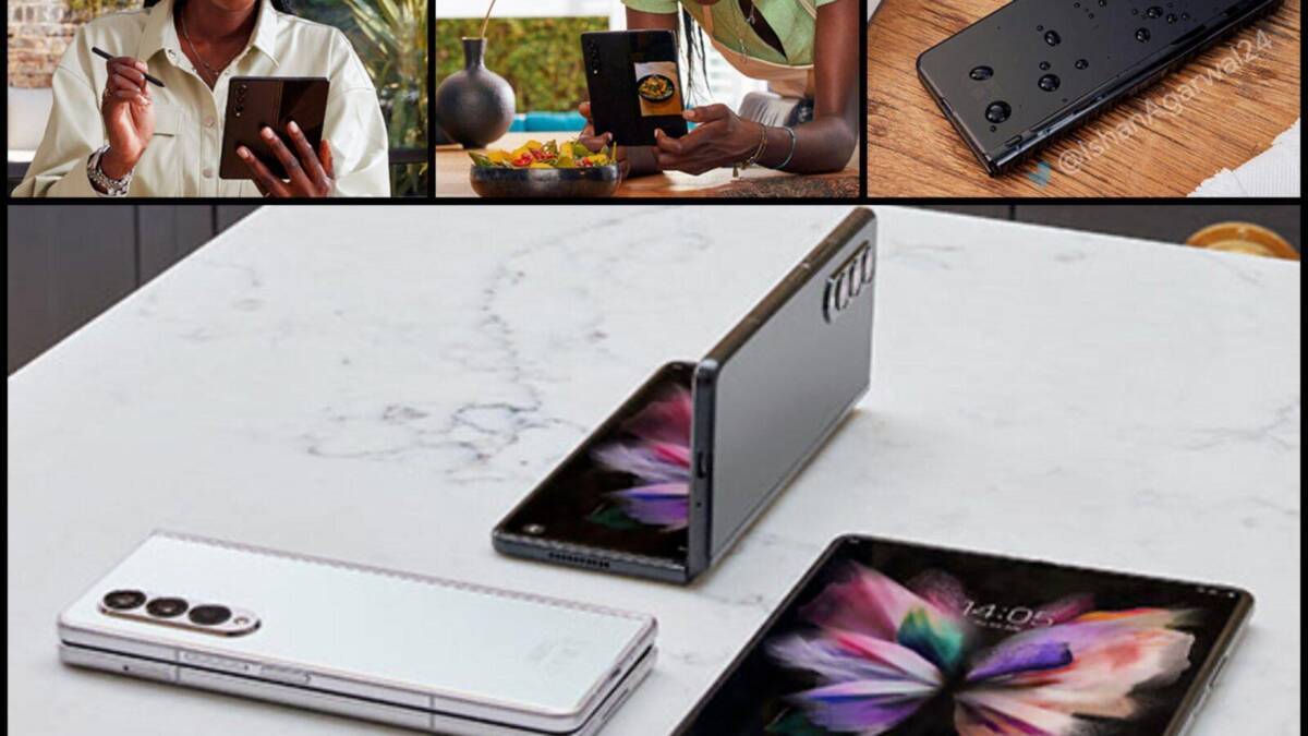 Шесть смартфонов Samsung Galaxy Z Fold3 и Z Flip3 на столе