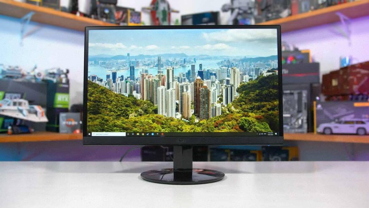Монитор Acer SB220QBI с черной рамкой на столе — ультратонкий экран Acer SB220QBI