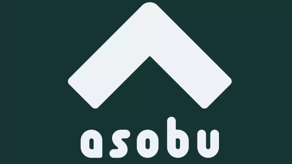 Логотип Asobu с белым графическим символом на тёмном фоне для инди-игр 2021