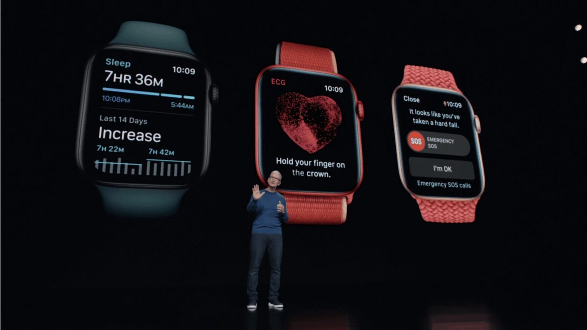 Экран Apple Watch Series 7 с отображением уровня сна и сердечного ритма