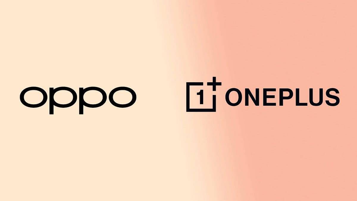 Логотип OPPO и OnePlus на фоне градиента