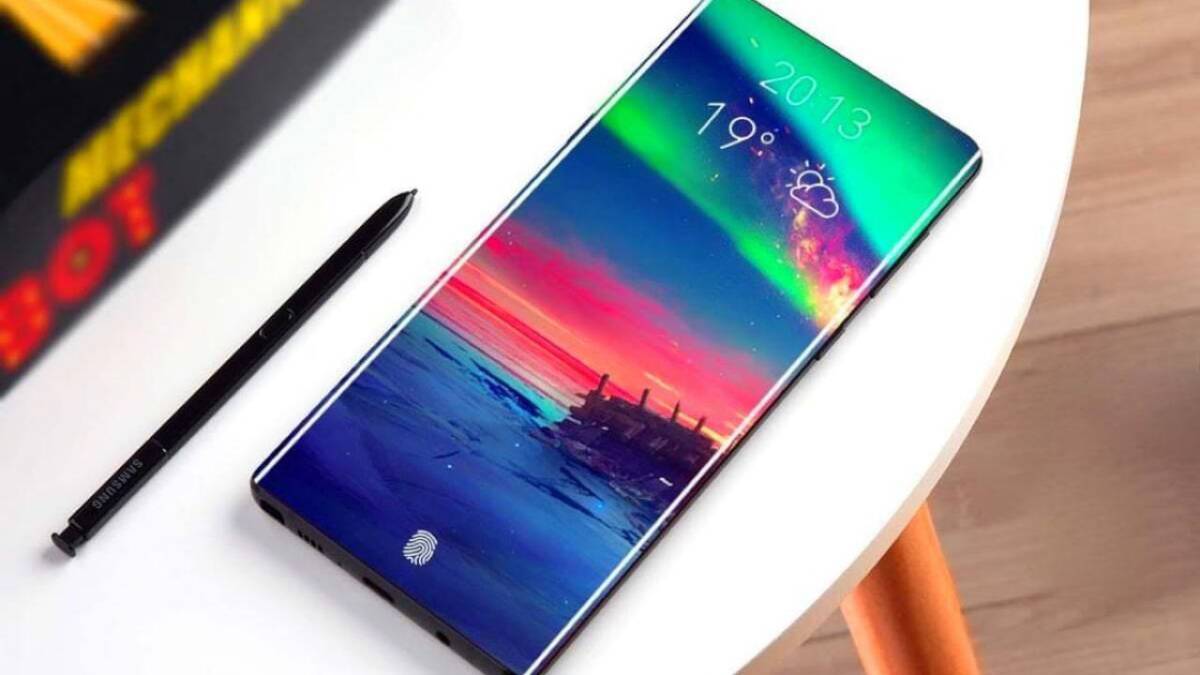 Samsung не продлила права на товарный знак Galaxy Note 4 Смартфон Samsung Galaxy Note со сканером отпечатков на экране на белом столе