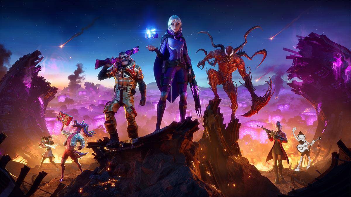 Тизер события Fortnite: эпические персонажи на фоне разрушенного мира
