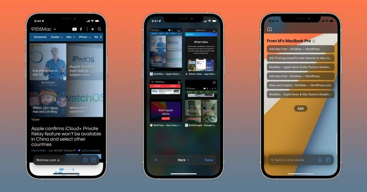 Обзор iOS 15 на iPhone 13 с открытыми сайтами и вкладками